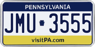 PA license plate JMU3555