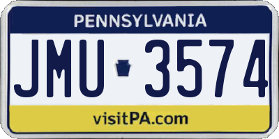 PA license plate JMU3574