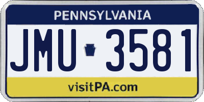 PA license plate JMU3581