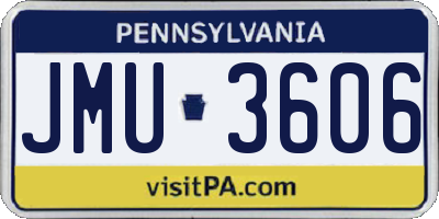 PA license plate JMU3606