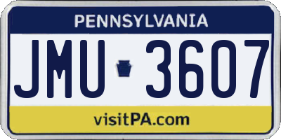 PA license plate JMU3607