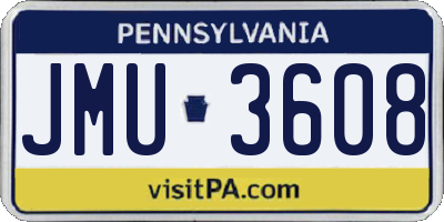 PA license plate JMU3608