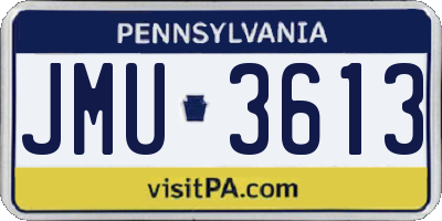 PA license plate JMU3613