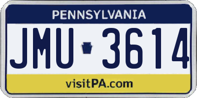 PA license plate JMU3614
