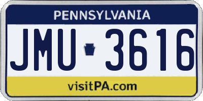 PA license plate JMU3616