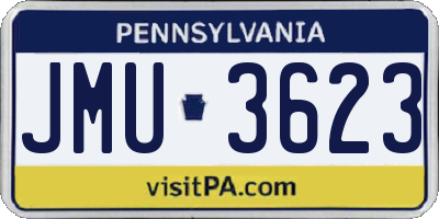 PA license plate JMU3623