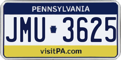PA license plate JMU3625