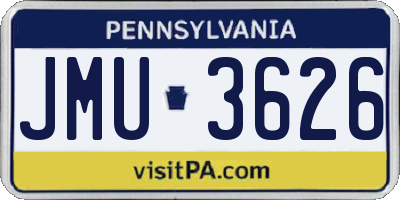PA license plate JMU3626