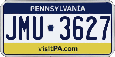PA license plate JMU3627