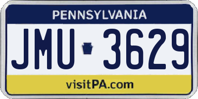 PA license plate JMU3629