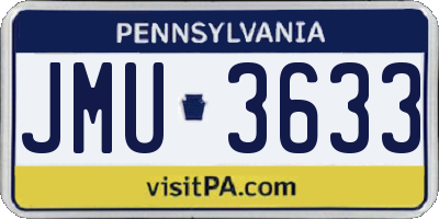 PA license plate JMU3633