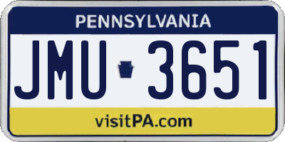PA license plate JMU3651
