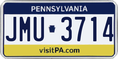 PA license plate JMU3714
