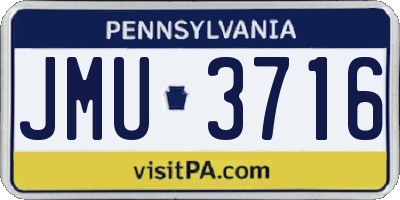 PA license plate JMU3716