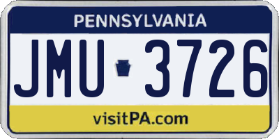 PA license plate JMU3726