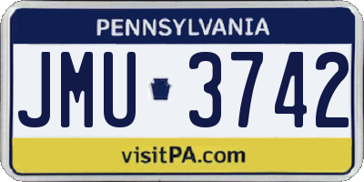 PA license plate JMU3742