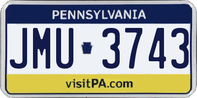 PA license plate JMU3743