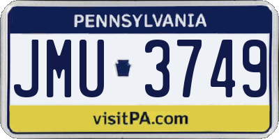 PA license plate JMU3749