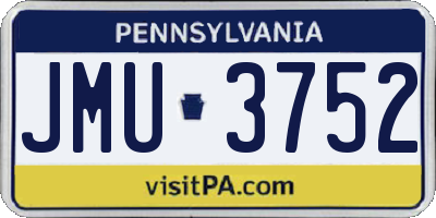PA license plate JMU3752