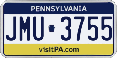 PA license plate JMU3755