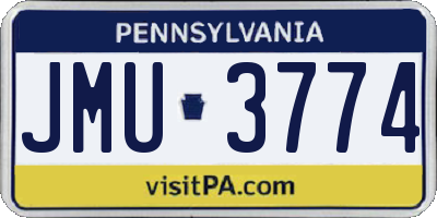PA license plate JMU3774