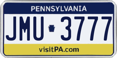 PA license plate JMU3777