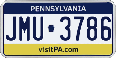 PA license plate JMU3786