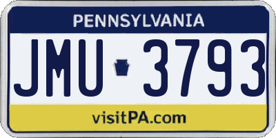 PA license plate JMU3793