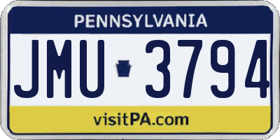 PA license plate JMU3794