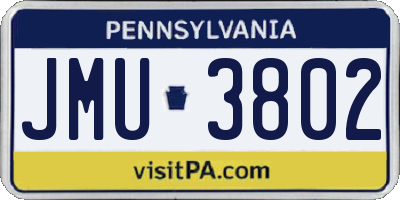 PA license plate JMU3802