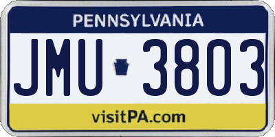 PA license plate JMU3803
