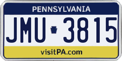 PA license plate JMU3815