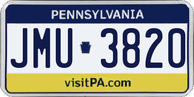 PA license plate JMU3820
