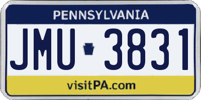 PA license plate JMU3831