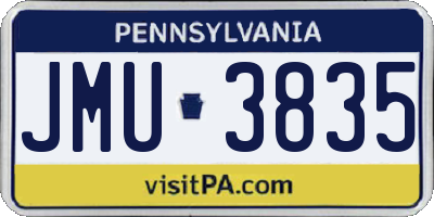 PA license plate JMU3835
