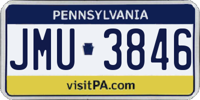 PA license plate JMU3846