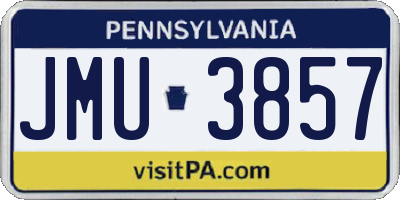 PA license plate JMU3857