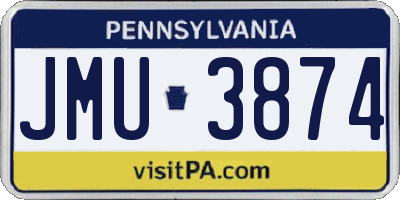 PA license plate JMU3874