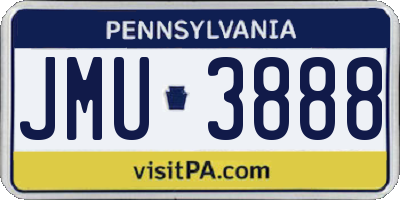 PA license plate JMU3888