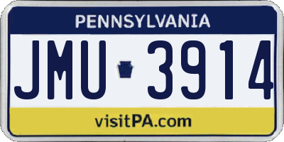 PA license plate JMU3914