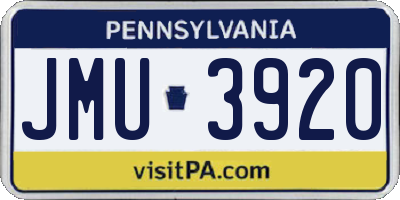 PA license plate JMU3920
