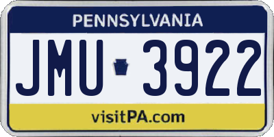 PA license plate JMU3922