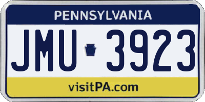 PA license plate JMU3923