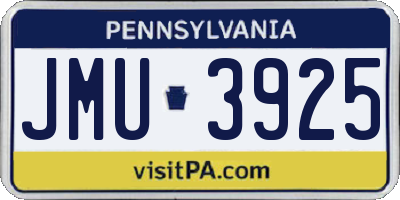 PA license plate JMU3925