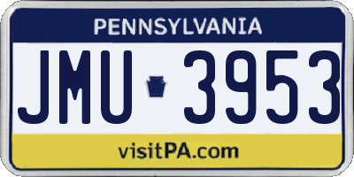 PA license plate JMU3953
