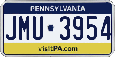 PA license plate JMU3954
