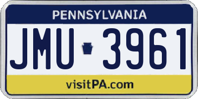 PA license plate JMU3961