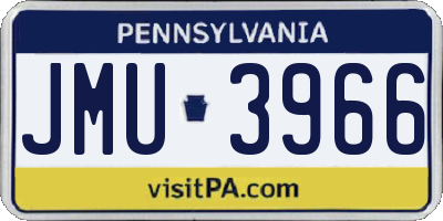 PA license plate JMU3966