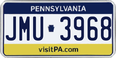 PA license plate JMU3968