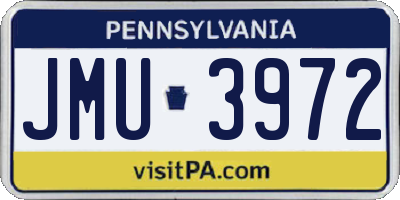 PA license plate JMU3972